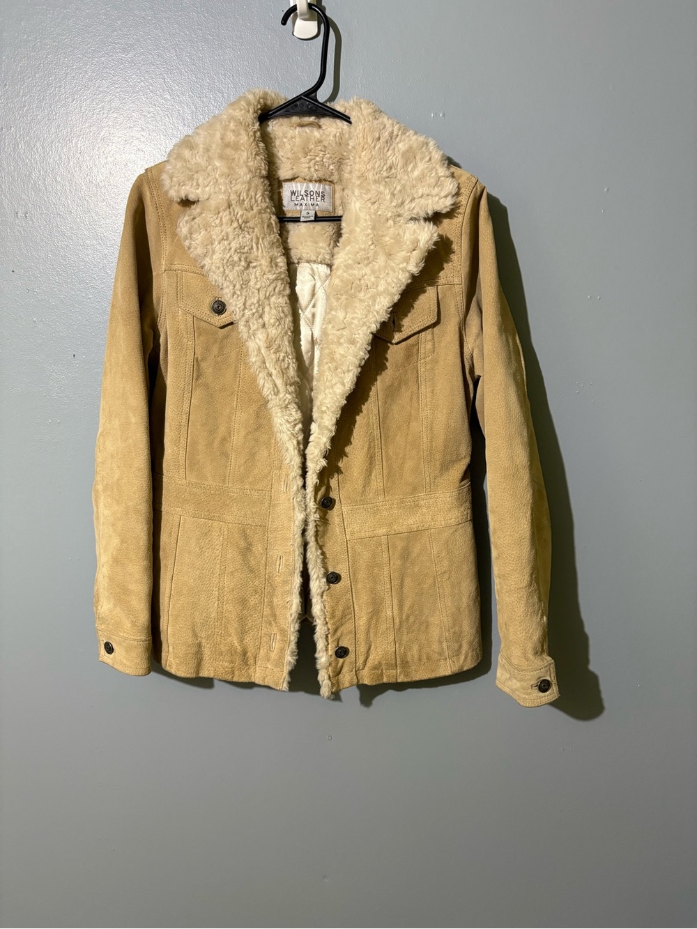 Wilsons Leather Tan Suede Teddy Shearling Jacket